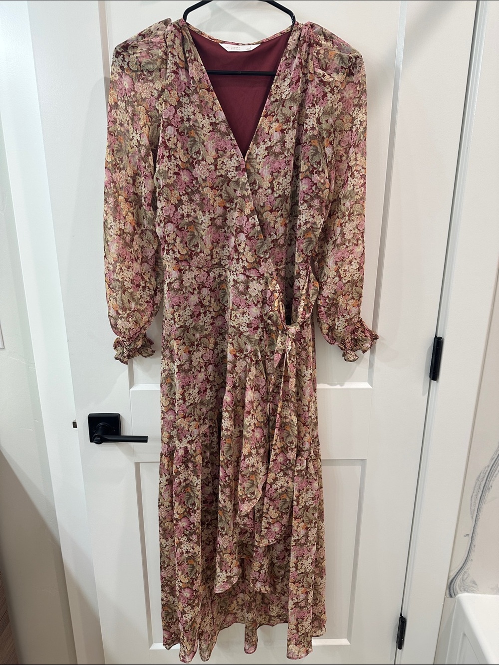Floral Maxi Wrap Dress in Dusty Rose